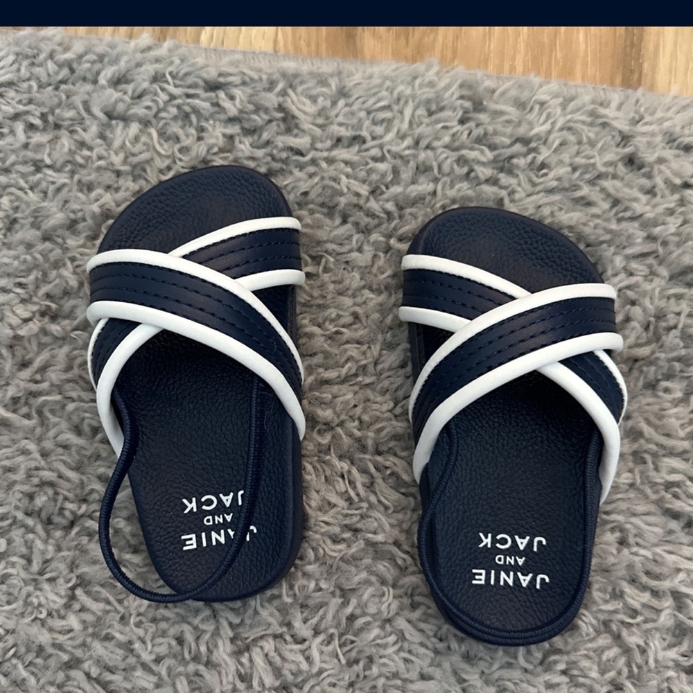 Janie and Jack Navy and White Kids Sandals